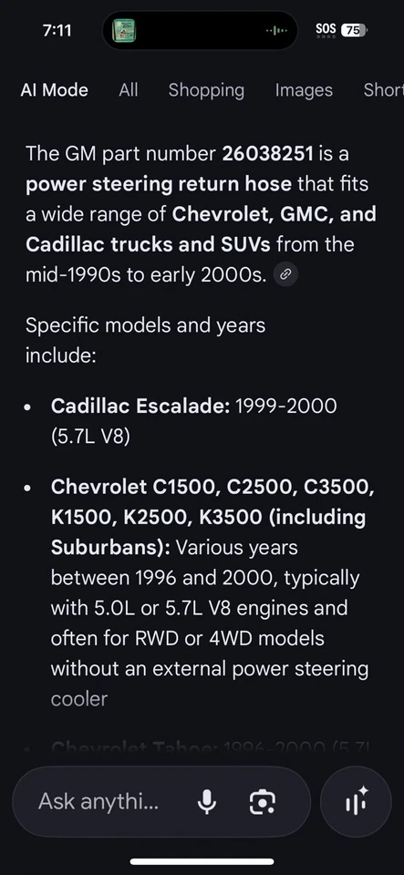 New OEM GM 26038251 Power Steering Return Hose 1996-2000 Tahoe Yukon Escalade 99 - Image 2 of 4