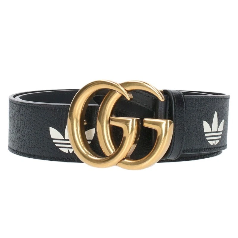 Gucci Adidas Ceinture Cuir 85cm Double G Boucle Occasion, Petite Usure