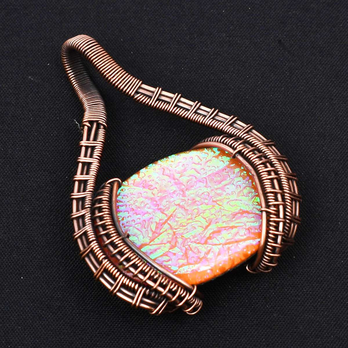 Triplet Opal Ethnic Handmade Copper Wire Pendant Jewelry Gift 2.36