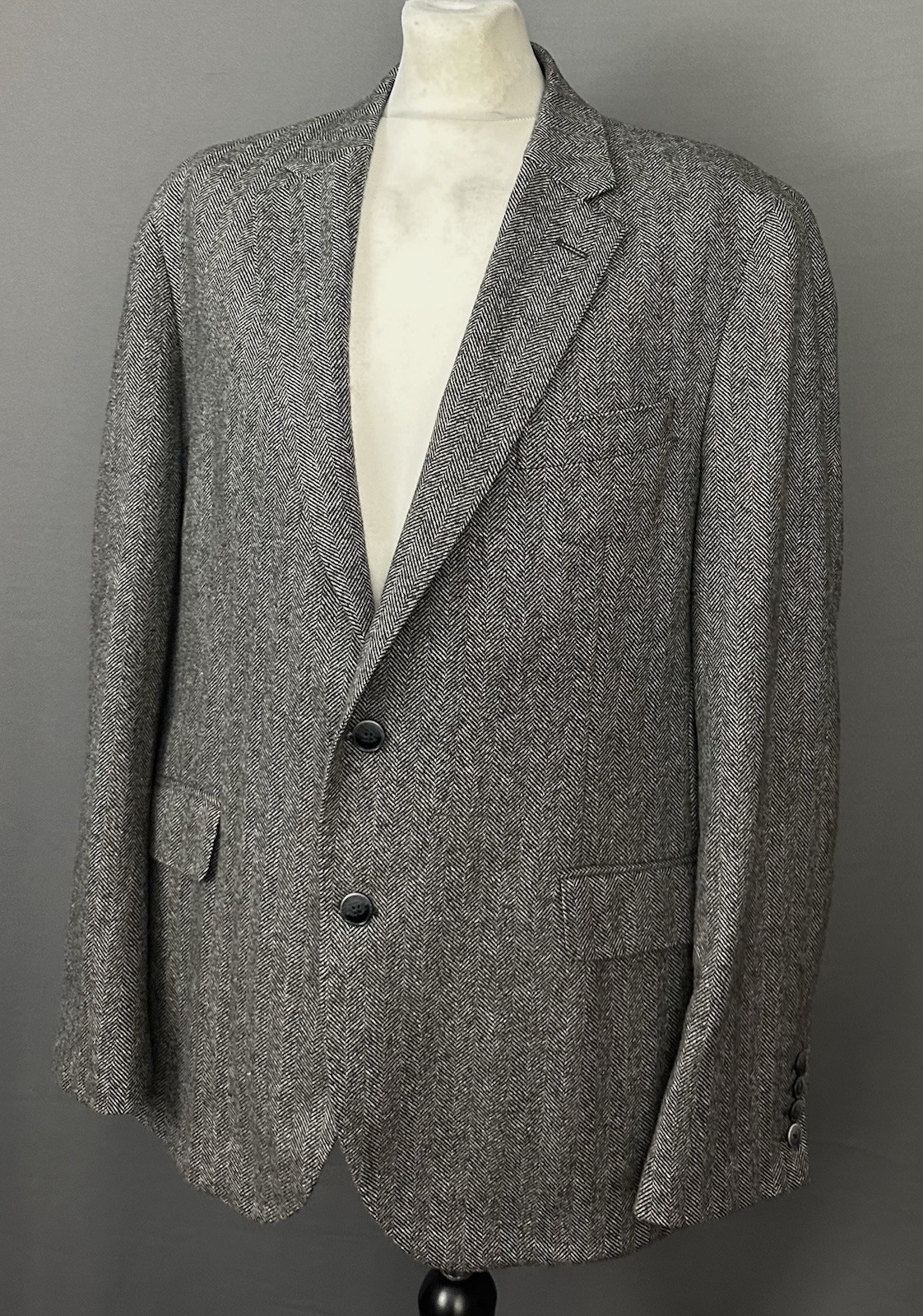 HACKETT WOOL HERRINGBONE BLAZER / SPORTS JACKET Mens Size 58R - UK 48" Chest 4XL