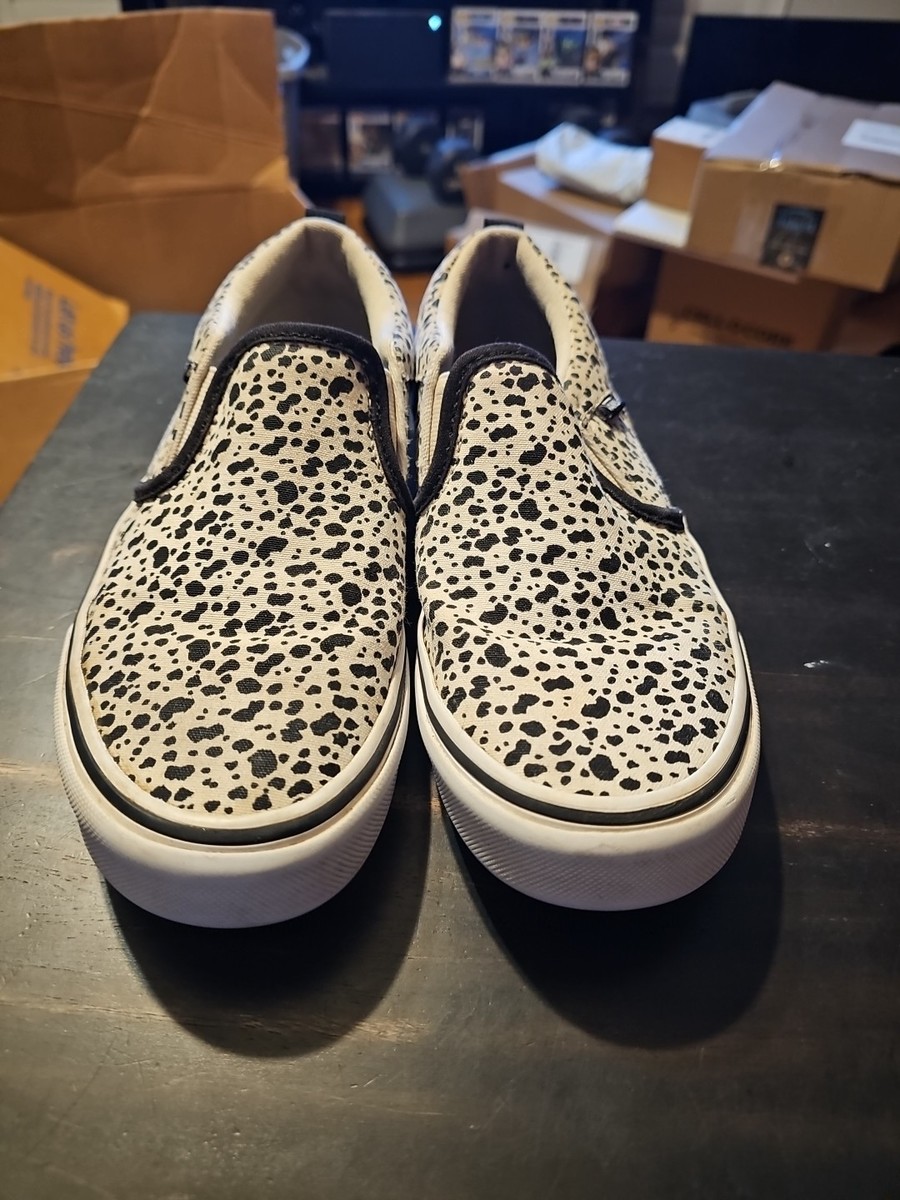 VANS Asher Dalmatian Black/White Size Missy Slip On