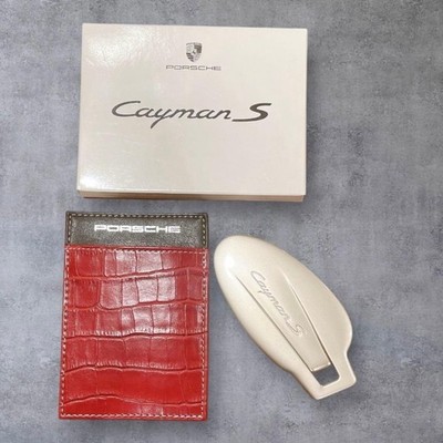 Porsche Cayman S Compact Mirror Leather Case Rare Collectible Novelty New JAPAN