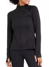 All In Motion Womens Track Gym Jacket Full Zip Stretch Black size XS NEW