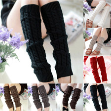 Lady Knitted Crochet Winter Long Boot Toppers Cuffs Knee High Leg Warmers Socks.
