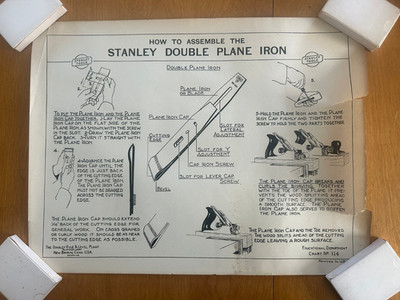 Vintage 1928 Stanley Tools Instructional Poster No. 114 - Double Plane Iron