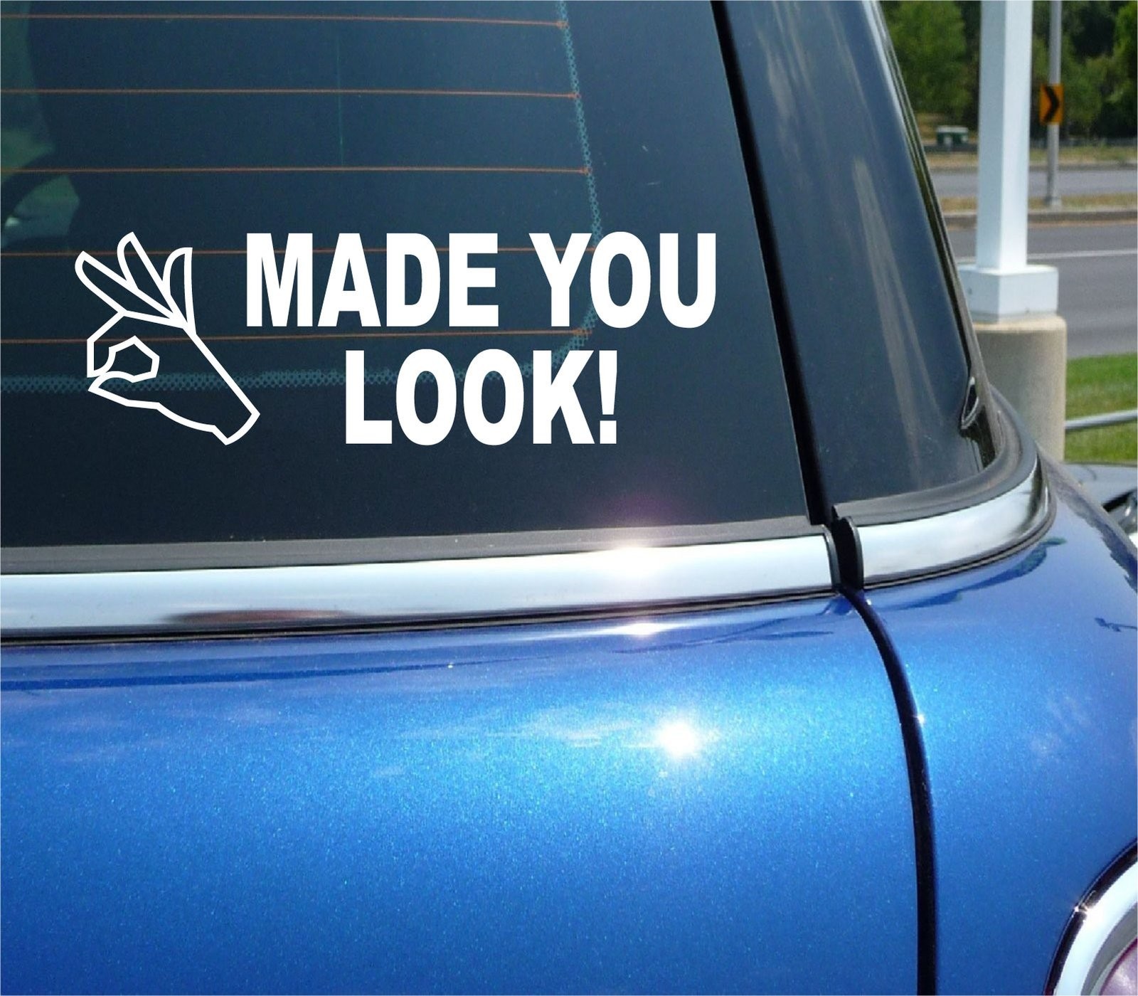 Funny Made You Look Circle Punch Game Sticker Decal for Car Truck Wall Window