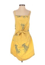 FARM Rio Mini Yellow Dress Size S Pineapple Waist Tie Knot Cotton Blend