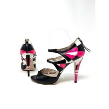 Vintage Miu Miu Y2K Strappy Mary Jane Sandals High Heels Black Pink White 38 8