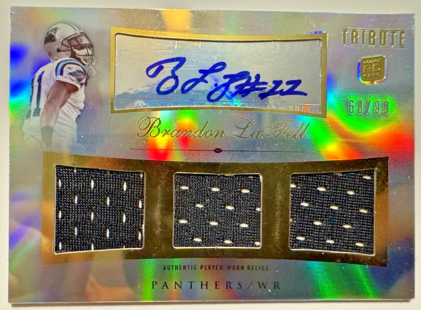 Brandon LaFell Topps Tribute Triple Relics Autograph #ATRBLF Base