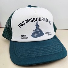 Vintage USS Missouri BB-63 Navy Military Pearl Harbor Trucker Hat Snapback Cap