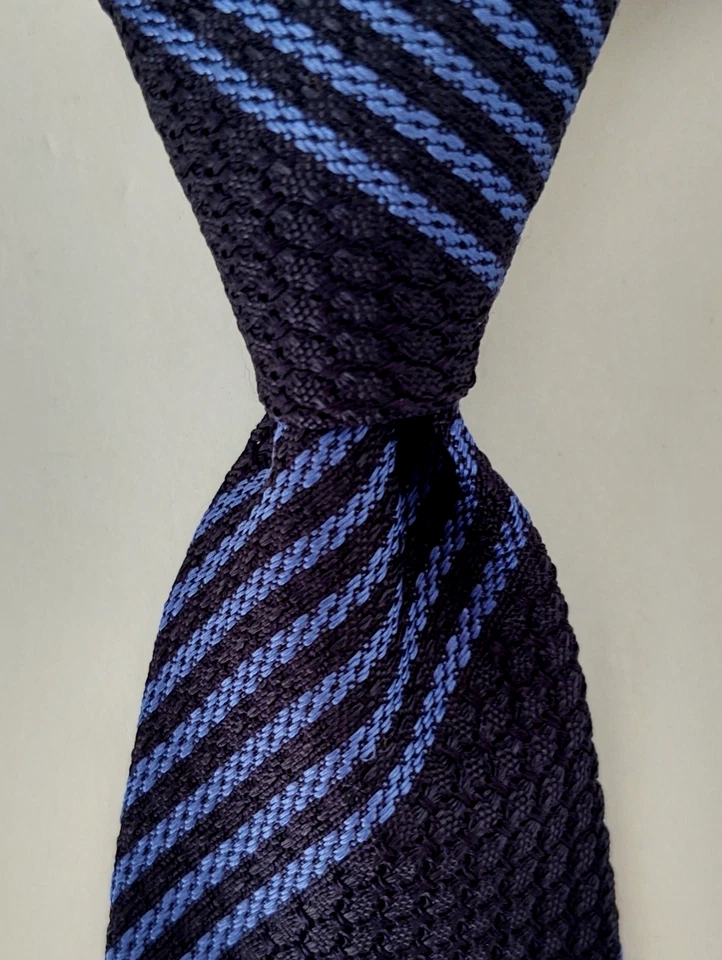 Corbata de seda PAUL STUART Garza Grossa granadina INGLATERRA a rayas negra/azul nueva sin etiquetas Foto 2 de 4
