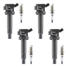 Set of 4 Ignition Coil + Spark Plug UF247 for 2000-08 Toyota Corolla Celica 1.8L