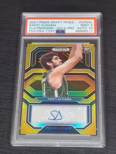 2021 Prizm DP - Penmanship Santi Aldama GOLD 5/10 Auto Rookie PSA 9/10 💎 Pop-1!