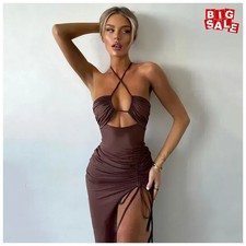 Sleeveless Sexy Female Midi Backless Dress Slim Night Club Party Bodycon