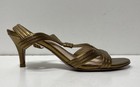 Elie Tahari Gold Metallic Strappy Slingback Kitten Heels Size 36.5 — photo 3