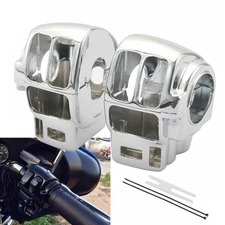 Chrome Handlebar Hand Control Switch Housing Cover Kit For Harley Touring 96-13