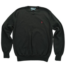 Polo Ralph Lauren Black Cotton Knit Pullover Sweater Crew Neck Men's Size L