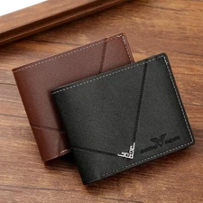 Men's Slim Leather Bifold Wallet Slim Card Holder Purse For Men Rfid Blocking