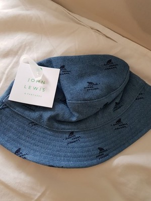 John Lewis Kinder Oasis Sonnenhut Alter 3-5 neu mit Etikett blau Welle Fischerhut