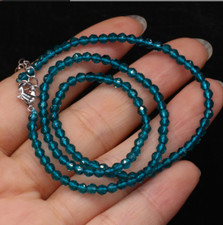 Long 16"-36" 3mm Faceted Dark Blue Spinel Round Gemstone Beads Necklace AAA