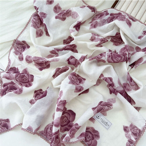 68*68cm Cotton Linen Square Neckerchief DIY Flower Printed Bandanas Hair Scarf ✨ - Picture 10 of 43