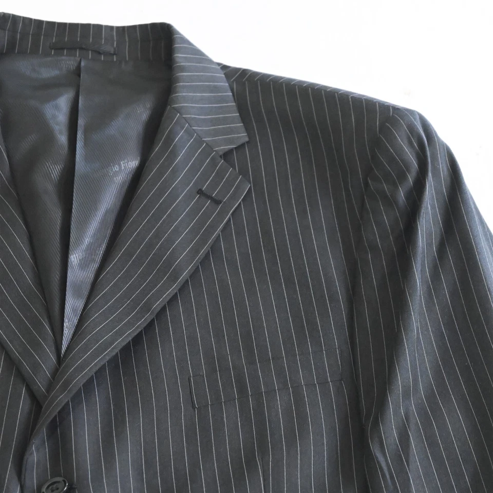 Giorgio Fiorelli 56L 50x30 Gray Striped Super Fine Mens Jacket Pants Suit - Image 3 of 4
