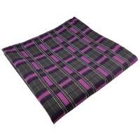 Tigertie Einstecktuch In Magenta Lila Anthrazit Silber Schwarz Kariert
