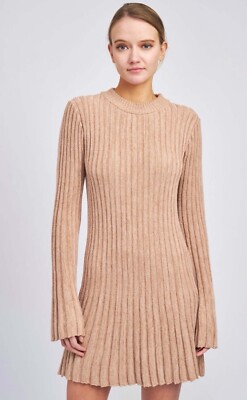 En Saison Emily Mini Sweater Dress in Rose Gold NWT Size Small
