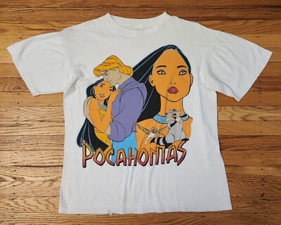 Vintage 90s Disney Pocahontas Single Stitch T-Shirt Sz L Captain 