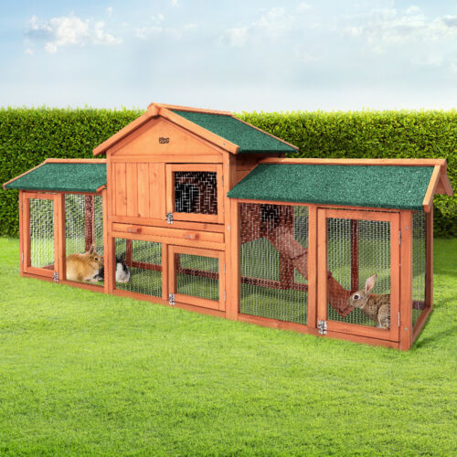 i.Pet Chicken Coop Rabbit Hutch Large Run Wooden Outdoor Pet Bunny Cage House - Picture 1 of 8