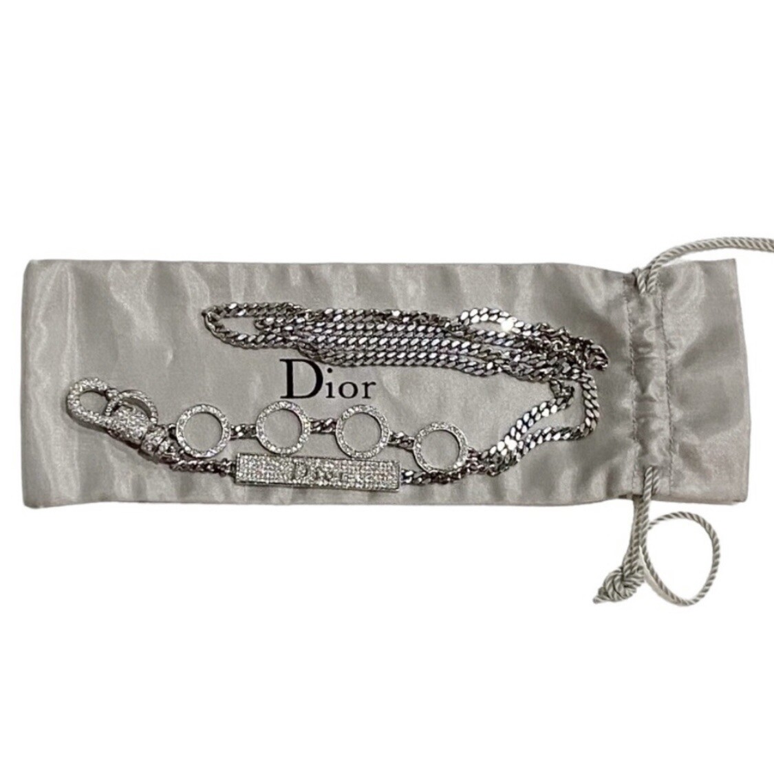 dior チャーム DIOR GALLIANO Hardcore Chain Belt Necklace Bag Charm Silver