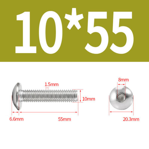 Button Head Screws Allen Key Socket Bolts 304 Stainless Steel M3 M4 M5 M6 M8 M10 - Picture 80 of 81