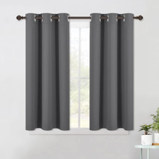 NICETOWN Grey Kitchen Blackout Short Curtain Panels for Bedroom, Thermal Insulat