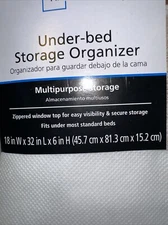 STORAGE Under-bed Zippered Closet Organizer 18” W x 32”L x 6”H White Window Top