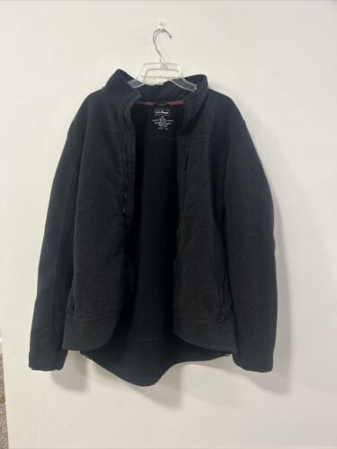 L.L. Bean Men’s XL Wool Jacket Winter Coat Black Zip-up - Picture 2 of 9