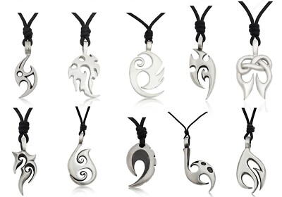 Maori Tribal Fishing Hook Tribal Silver Pewter Brass Necklace