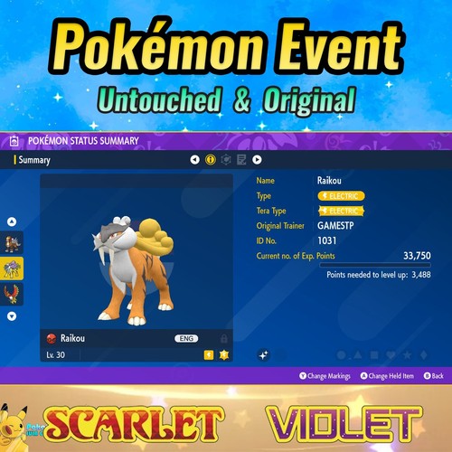 ✨ Shiny Raikou 🟣Event GAMESTOP 🟣 Pokémon Scarlet & Violet