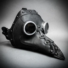 Black Plague Doctor Halloween Costume Bird Nose Steampunk Cosplay Party Mask