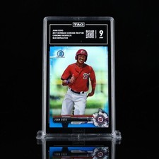 JUAN SOTO -- 2017 BOWMAN CHROME PROSPECTS -- BLUE REFRACTOR #63/150 -- TAG 9