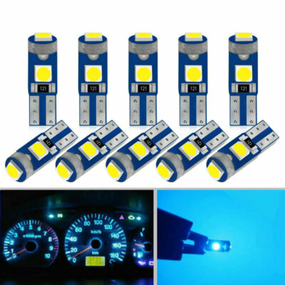 10x T5 W3W W1.2W 27 74 Dashboard Gauge 3030 3LEDs Instrument Guage bulbs IceBlue