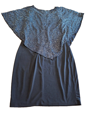 Enfocus Studio DRESS (Size 6) BLACK Knee Length METALLIC SCOOP NECK Short  Sleeve | eBay