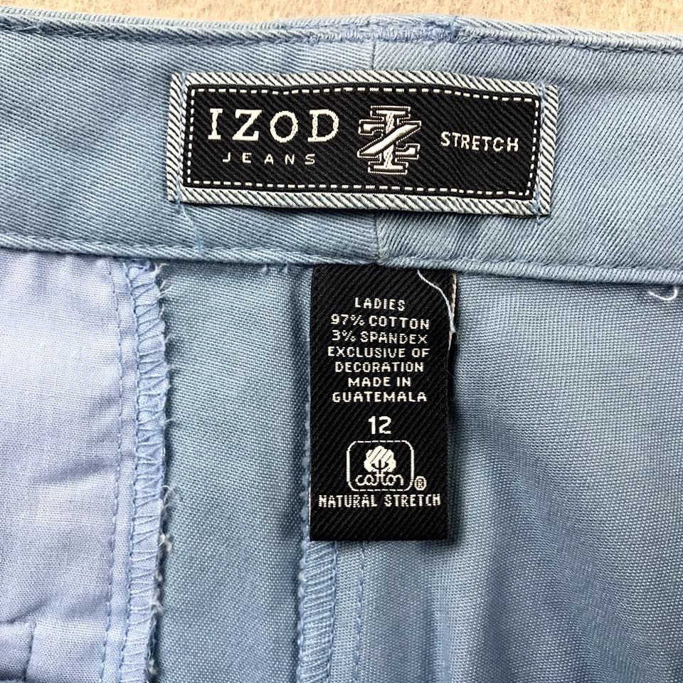Pantalones Cortos Izod Mujer 12 Azul Elastizados Frente Plano Ligeros Chinos Foto 2 de 4