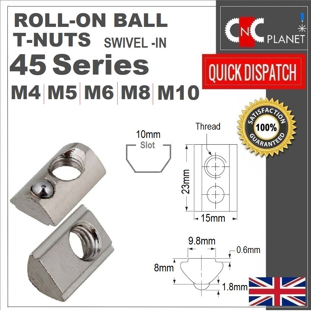 Slot Nuts For Type B Aluminum Extrusion Profile - M4/M5/M6/M8/M10 Sizes, Zinc Plated Steel