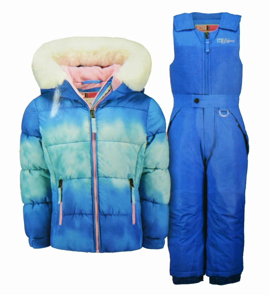 NEW Weatherproof 32 Degrees Girls 2 Piece Bib Snowsuit Frozen Blue Cosmo 3T