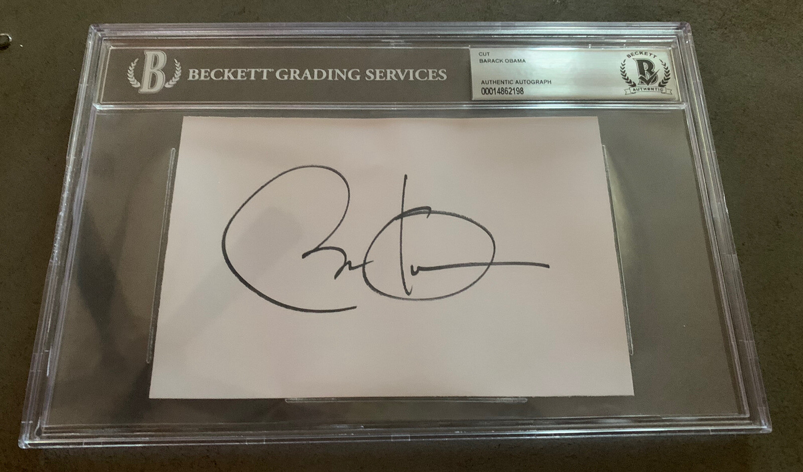 Barack Obama Signed Autographed Large Cut 4" x 6" Cut BAS Certified & Slabbed #2 