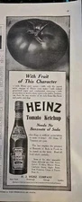 1910 Heinz tomato ketchup needs no Benzoate of soda vintage original ad