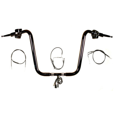 1 1/4'' BBlack 16'' Ape Hanger Handlebar CKit 1996-2006 Harley-Davidson Softail