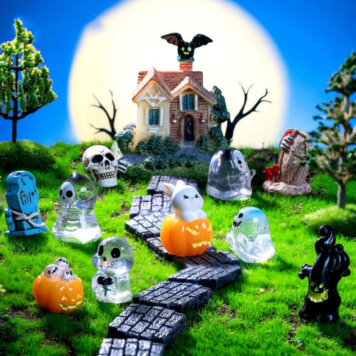 Miniatur Halloween Figur Puppenhaus Mini Statue Kürbis Schädel Monster Dekor - Bild 1 von 27