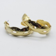 Pierced Curved Hoop Earrings Gold Tone Statement