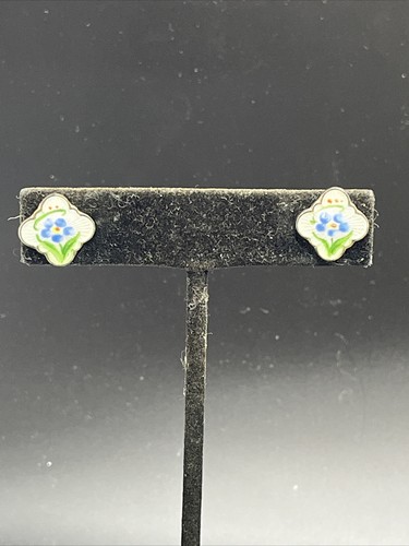 David Anderson Sterling Enamel Guilloche pierced earrings
